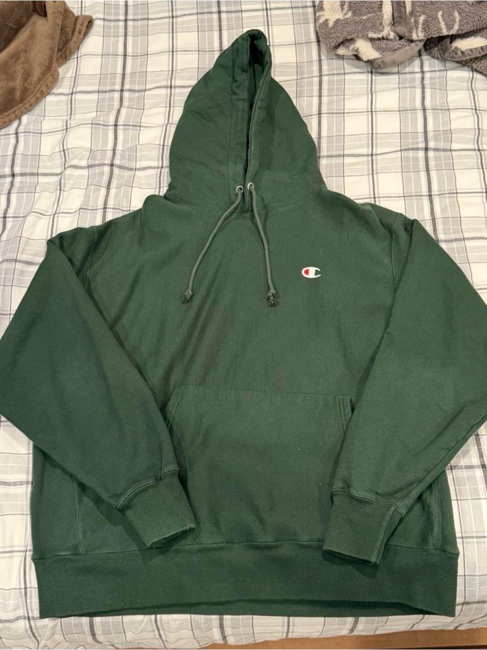 Xl Champion Dark Green Pullover Hoodie with Small Logo